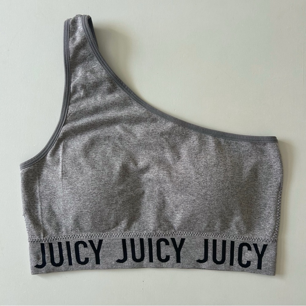Juicy Couture Grey One Shoulder Sports Bra Logo Band Fall/Winter Athleisure M
